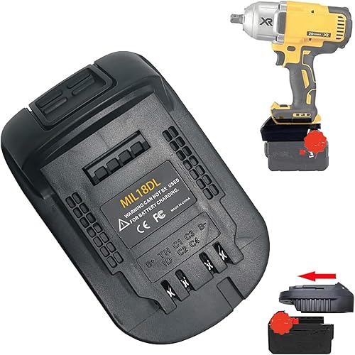Convertidor de adaptador de batería para batería Milwaukee a Dewalt, para Milwaukee M18 18 V batería de litio convertido a Dewalt 20 V batería de