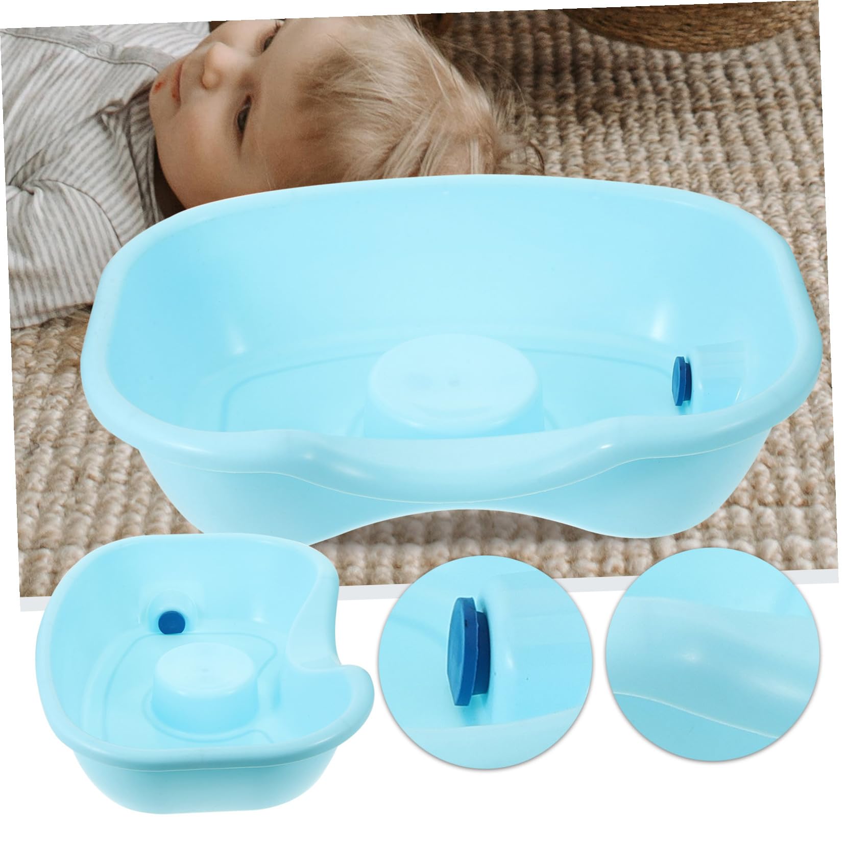 Hohopeti Ergonomisches Haarwaschbecken für Senioren und Bettlägerige Waschschüssel mit Nackenstütze für Bequemes Haarewaschen im Bett Tragbar und Geeignet für Erwachsene Schwangere