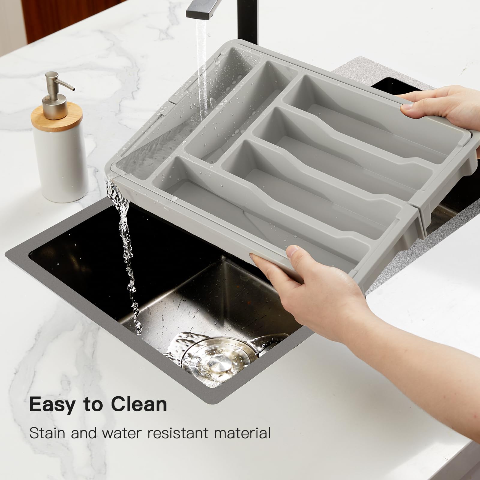 Organizador De Cubiertos Para Cajones De Cocina, Bandeja De Plástico Sin BPA Con 3 Compartimentos, Apta Para Cucharas, Tenedores Y Cuchillos, Fácil De Limpiar