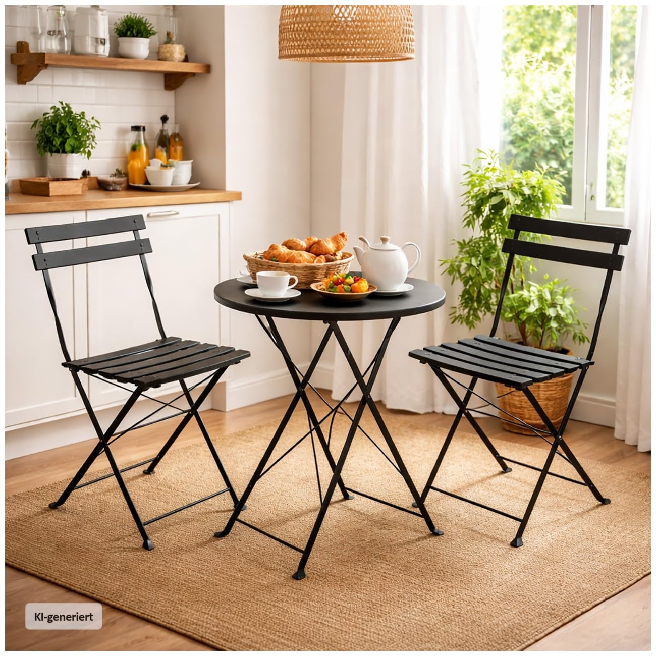 HTI living Gartenstuhl 2er-Set Basil Metall Schwarz