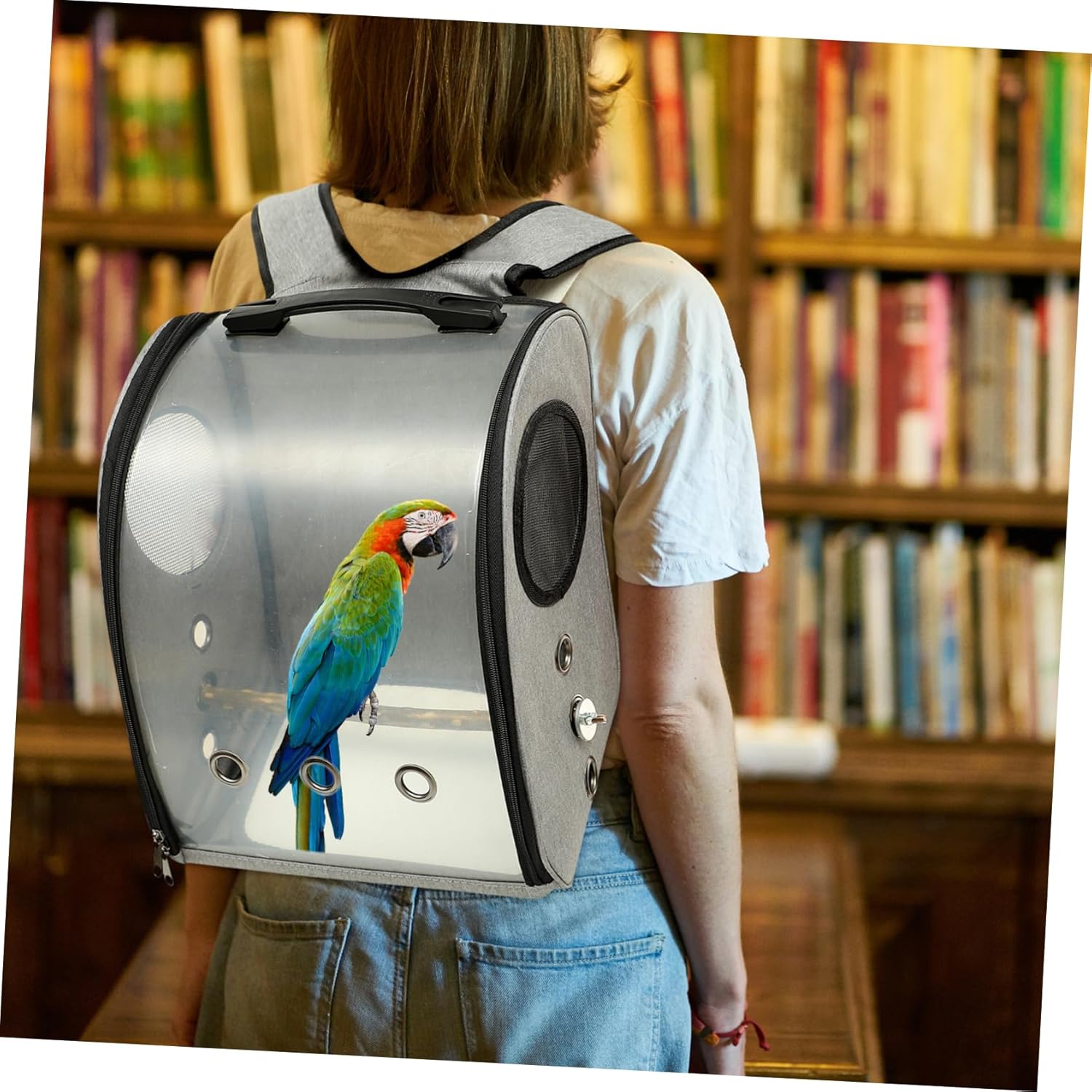 Parrot Carrying Bag Breathable Design and Standing Perch for Outdoor Travel Lightweight Bird Carrier Window for Hiking and Sightseeing
