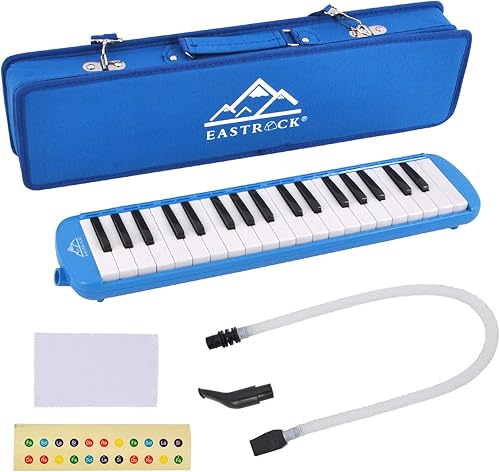 Miniatura 8 de EASTROCK Instrumento de melódica de 32 teclas de piano de aire, teclado soprano melódica con 2 boquillas, juegos de tubos, bolsa de transporte