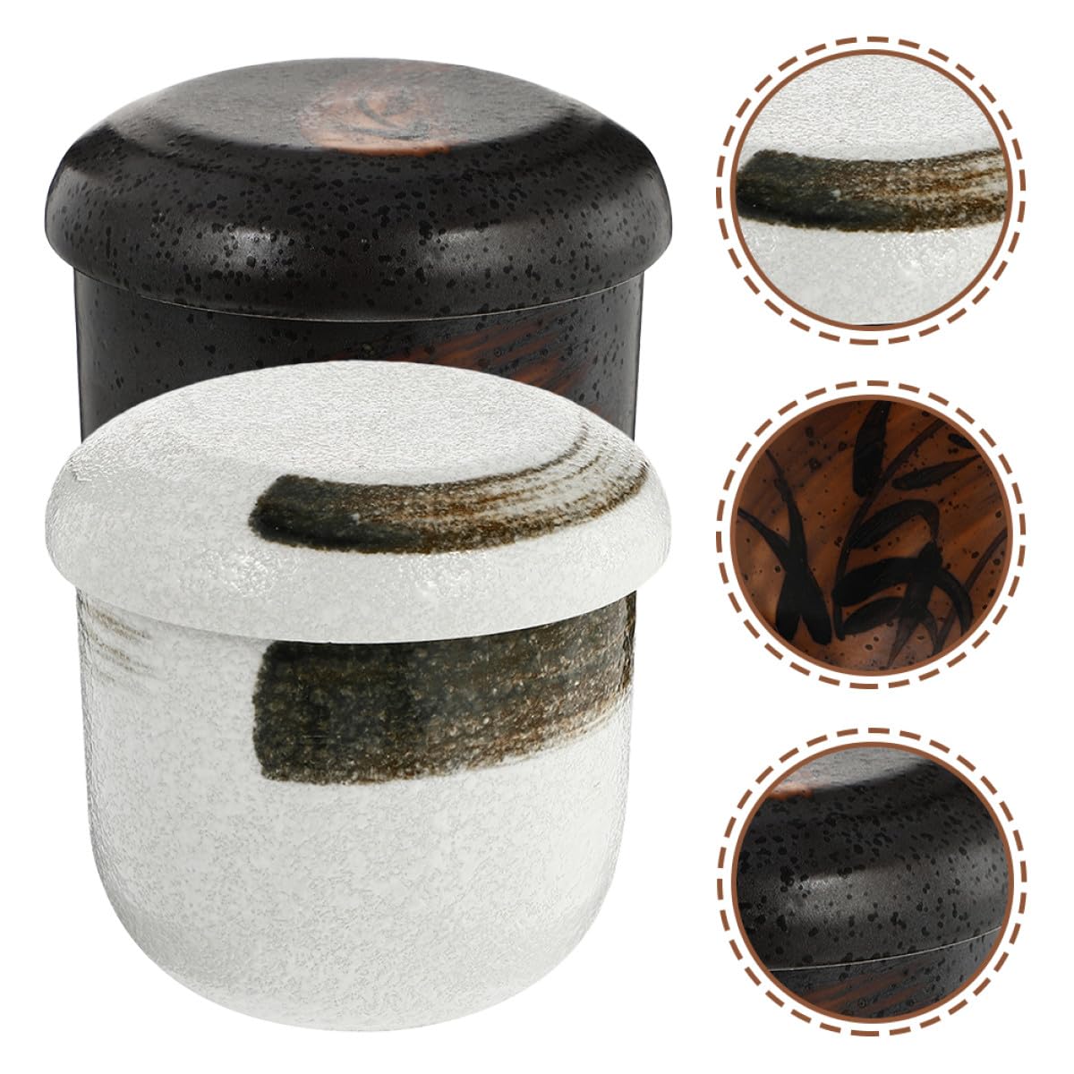 Tazones de Cerámica Japonesa para Estofado Tapa 2 Piezas, Taza para Sopa Humeante Tamaño Individual, Cuenco Seguro y Duradero para Cocinar Huevos al Vapor y Servir Postres