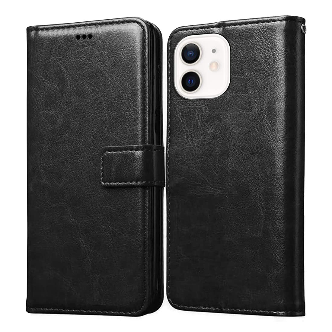 Casotec Flip Cover for Apple iPhone 12/12 Pro | Premium Leather Finish | Inbuilt Pockets & Stand | Flip Case for Apple iPhone 12/12 Pro (Black) (B09S6N9TVB) Amazon Price History, Amazon Price Tracker
