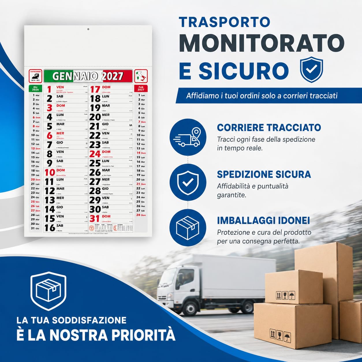 Calendari Personalizzati 2026 in Stock da 100 Pezzi Olandesi Grandi da Muro Notes sul Retro per Gadget Pubblicitari di Fine Anno e come Omaggio per i Clienti o Regali Aziendali | PA432