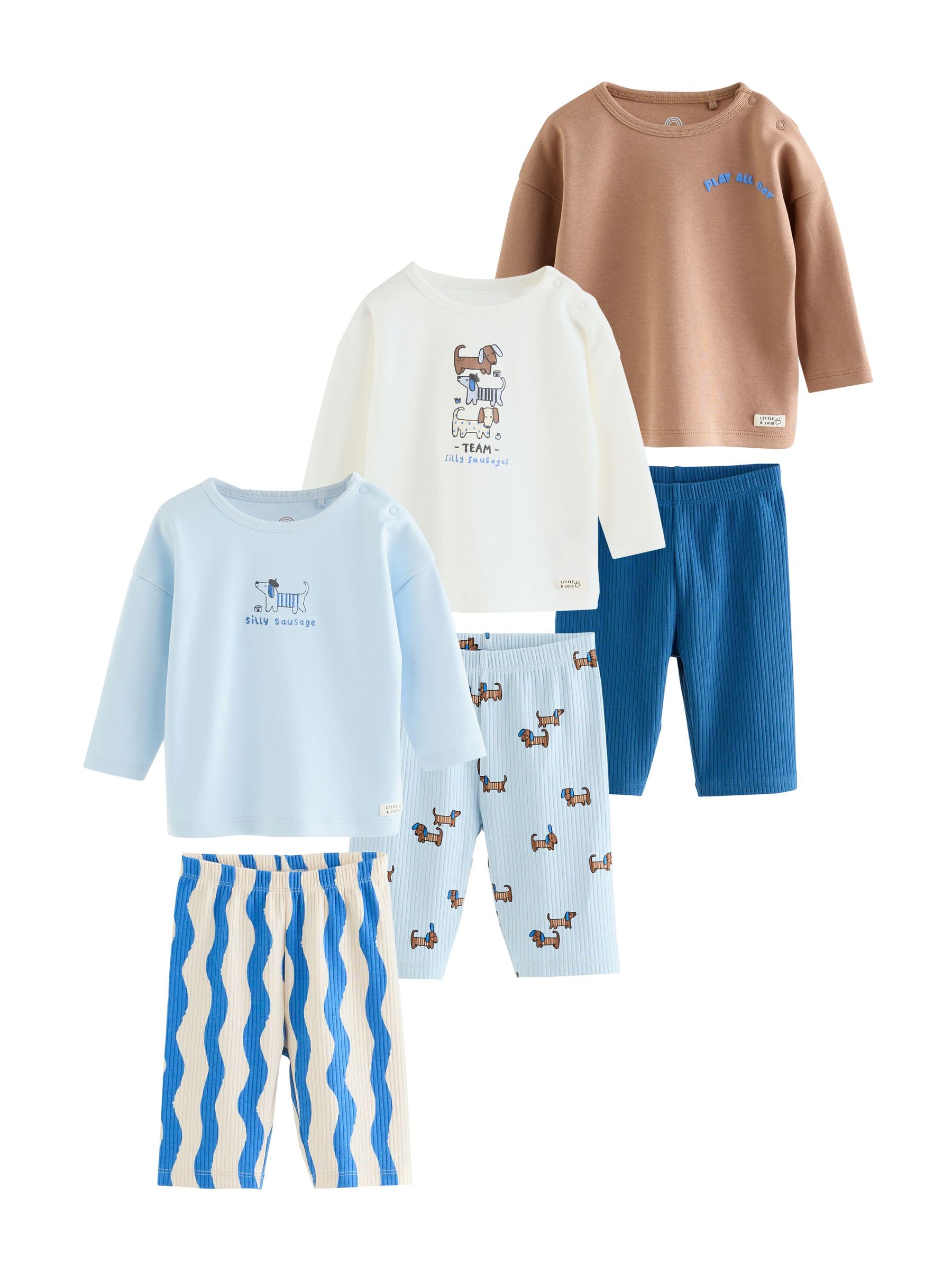 NEXT Bambini Confezione da 6 con top e leggings a gamba larga per neonati