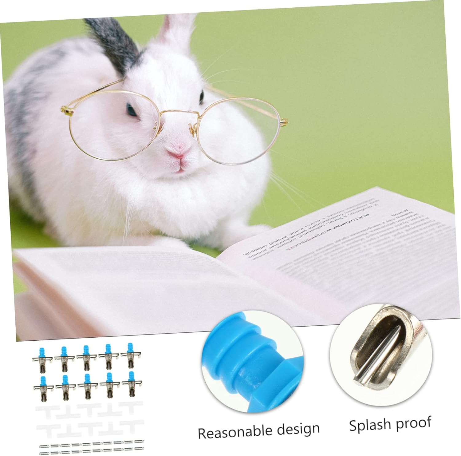 LIOOBO 30pcs Rabbit Drip Nozzle Rabbit Feeder Spring Design Cage Drinker for Drinking Equipment
