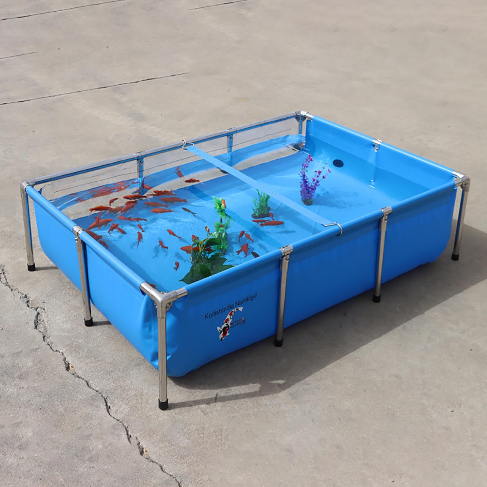 Generico Laghetto Koi Mobile da Esterno - Acquario Fuori Terra per Allevamento Koi, Irrigazione Agricola e Conservazione dell'Acqua (80x60x30cm) - Resistente, Portatile, Ideale per Giardinaggio e Uso