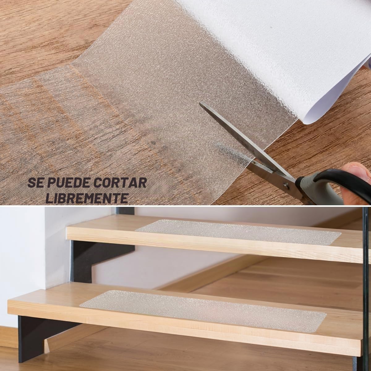 15PCS Alfombrillas Antideslizantes Autoadhesivas 15×60cm, Transparente Alfombras De Escalera, Escaleras Interiores Antideslizantes, Alfombrilla Antideslizante para Escaleras