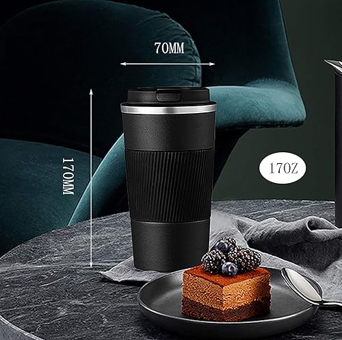 Miniatura 2 de Taza de viaje de acero inoxidable de 17 onzas con aislamiento al vacío para bebidas heladas y bebidas calientes, vaso de viaje de doble pared con