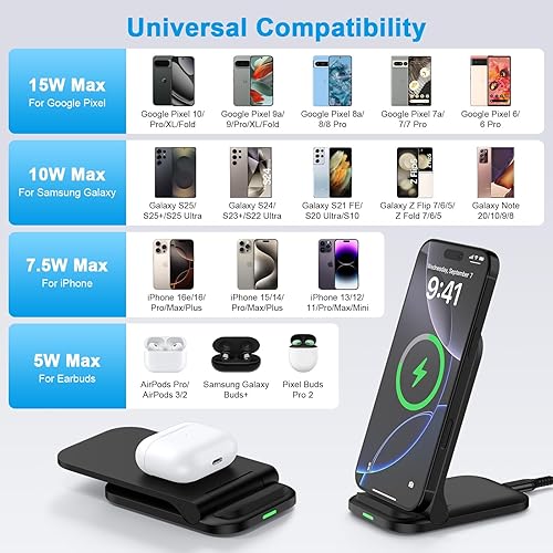 Miniatura 7 de Soporte plegable para cargador inalámbrico Samsung de carga rápida para Samsung Galaxy S25 Ultra S24 FE S23 S22 S21 S20 Z Flip7, estación de