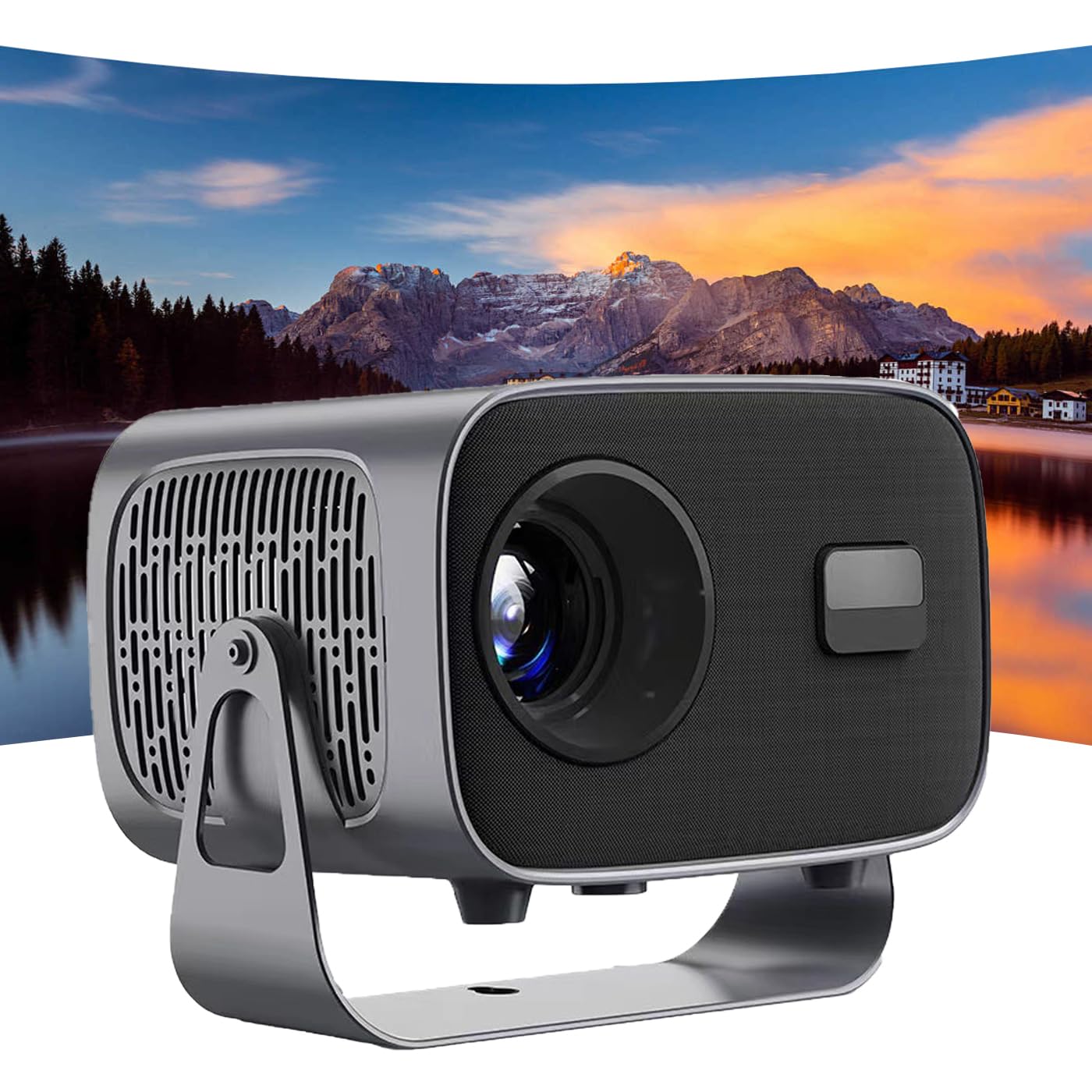 proiettore Portatile, proiettore cinematografico con Messa a Fuoco Automatica e distorsione trapezoidale, 4K Full HD 1080P WiFi Bluetooth, Schermo da 200'', proiettore con Raggio visivo