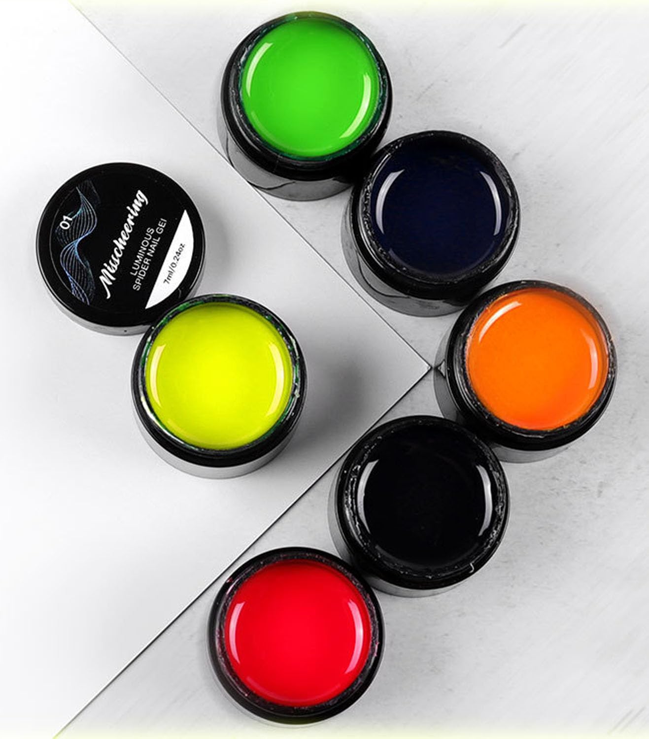 Amazon | 8色ネオン蛍光効果で光るスパイダージェル ソークオフUV LED