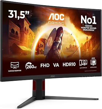 AOC C32G4Z 31.5  260Hz 0.3ms HDR10 Adaptive Sync Full HD 1500R Kavisli Gaming Oyuncu Monit r
