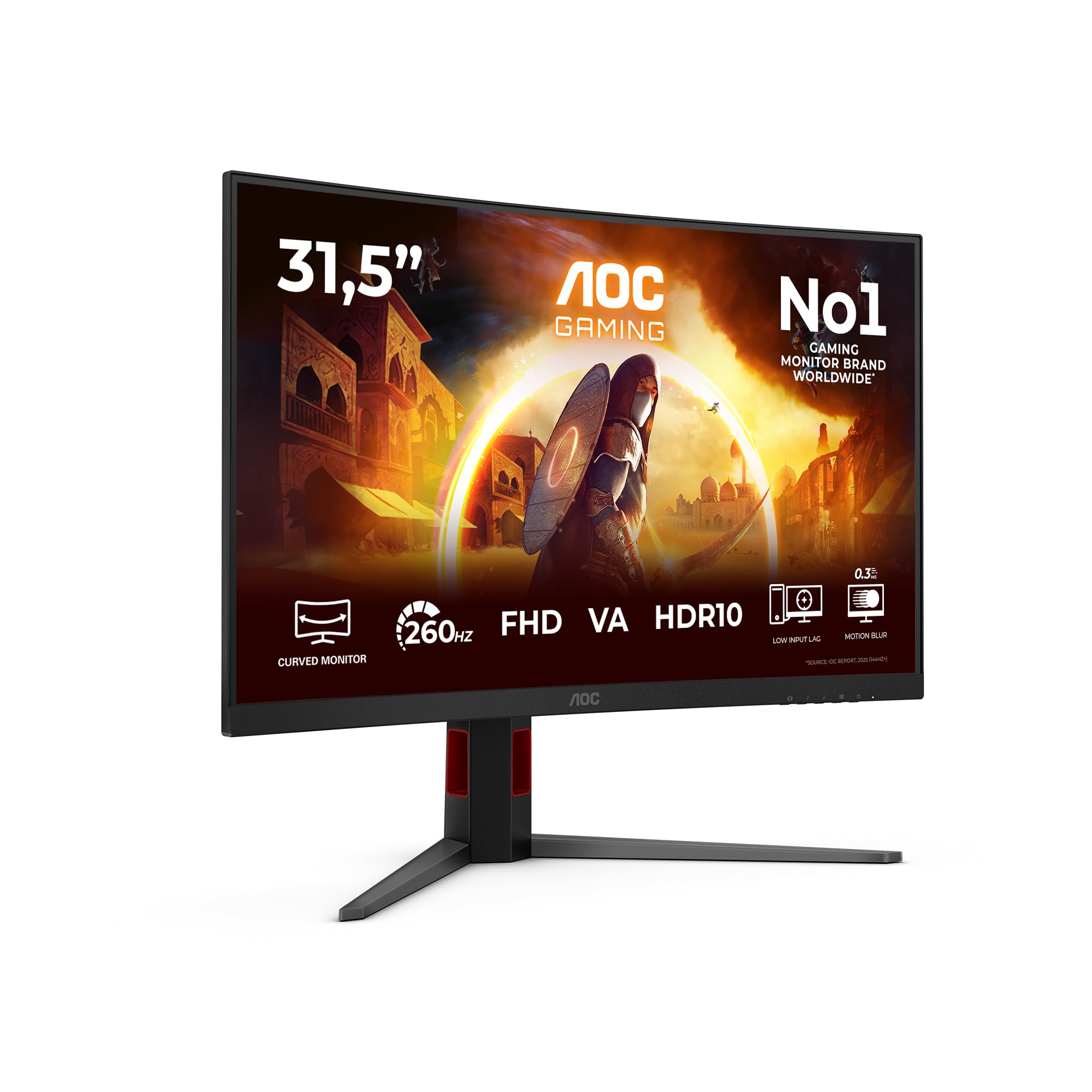 AOC C32G4Z 32 inch FHD Monitor Curved, 260Hz, VA Panel, 4ms GtG, Adaptive Sync, HDR10, FreeSync Prem., Height Adjustment, Speakers, (1920x1080 HDMI 2x 2.0 DP 1x 1.4) Black