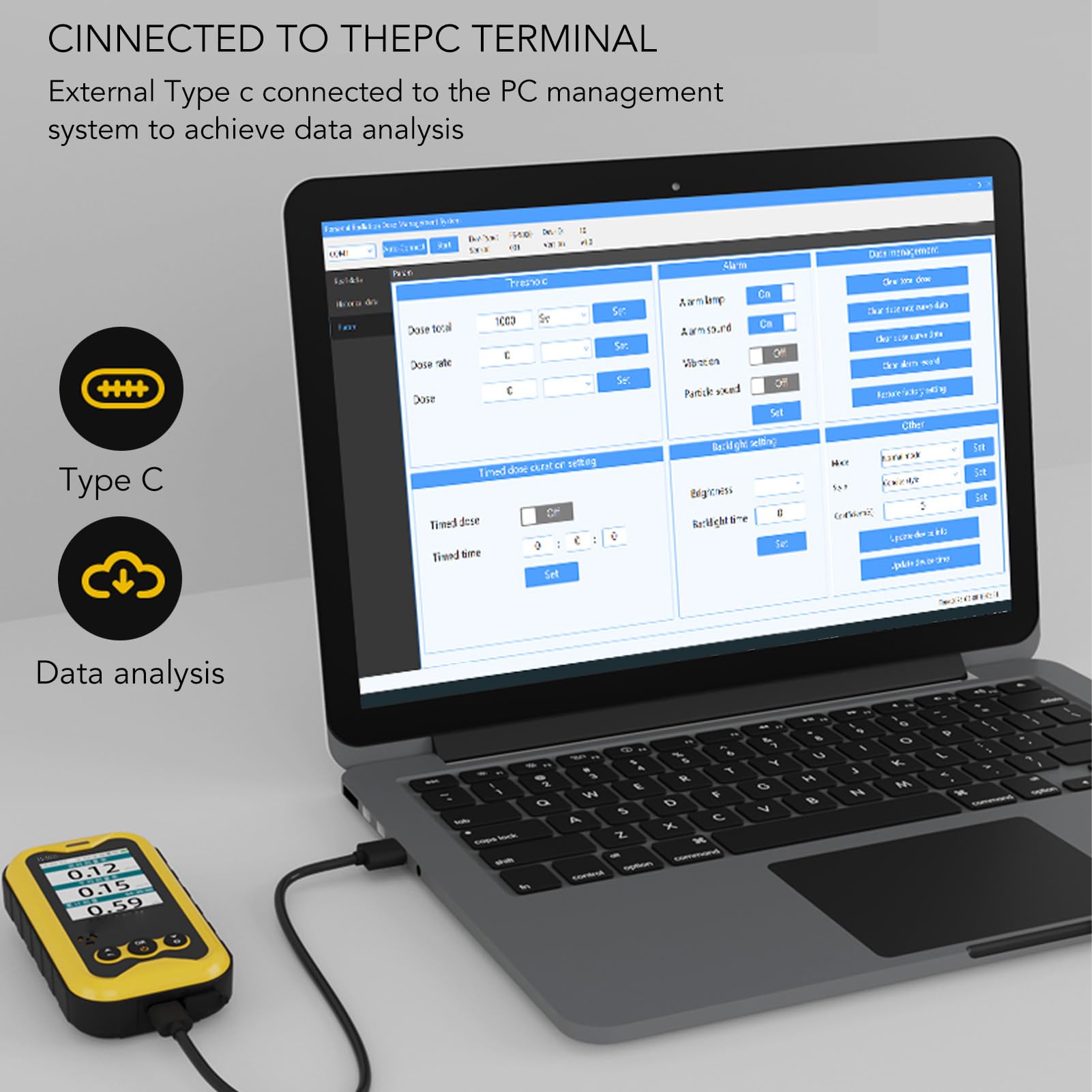Geigerzähler, Beta Gamma Röntgen Strahlungsmonitor mit Ton Licht Alarm, USB Nuklear Strahlungs Detektor Monitor Messgerät Strahlung Dosimeter für Haus, Outdoor, Industrie, Laborato