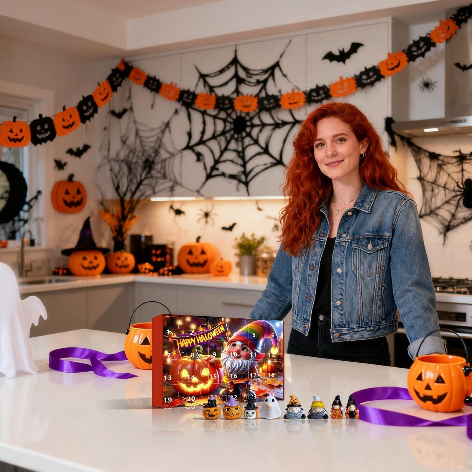 Calendario de Adviento Halloween 24 Días Figuras Coleccionables Gnomos | Calendarios Cuenta Atrás Vacaciones Halloween Para Niños Y Adultos Hogar Estante Escritorio Y Repisa