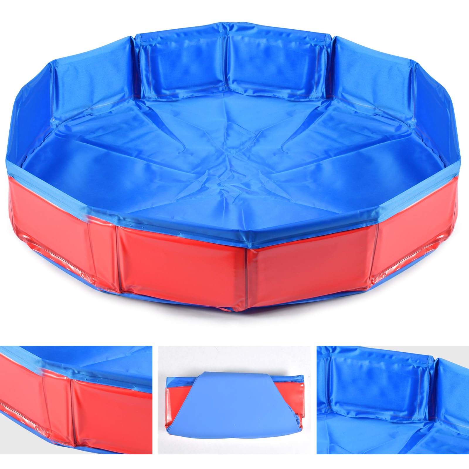 Piscina Pieghevole Per Cani E Gatti - 160x30 Cm, Interno Antiscivolo, PVC Resistente, Con Foro Di Scarico