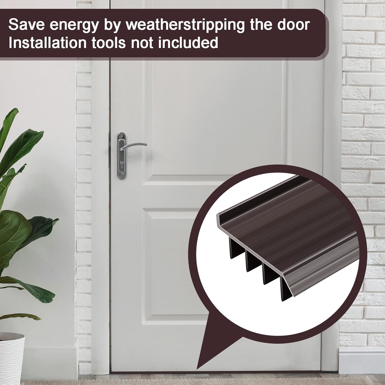 4 Pcs 4 Feet Brown Vinyl Door Bottom Adjustable Weatherstrip Door Bottom with Drip Cap Weatherproof Under Doors Seal for Gaps from 1/4'' to 9/16'' for 1 3/4'' to 2'' Thick Doors