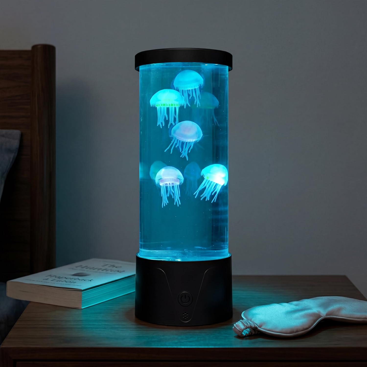 12 Inch Jellyfish Lamp, LED Jellyfish Aquarium Lamp with Remote Control, 17 Color Changing Mood Light, USB Powered Sensory Night Light for Home Decor, Office, Bedroom, Kids Room, Gift - Black