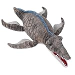 AULUDA Dinosaur Plush Toy, Mosasaurus Stuffed Animal Throw Plushie Pillow Doll, Soft Grey Fluffy Friend Hugging Cushion - Present for Every Age & Occasion