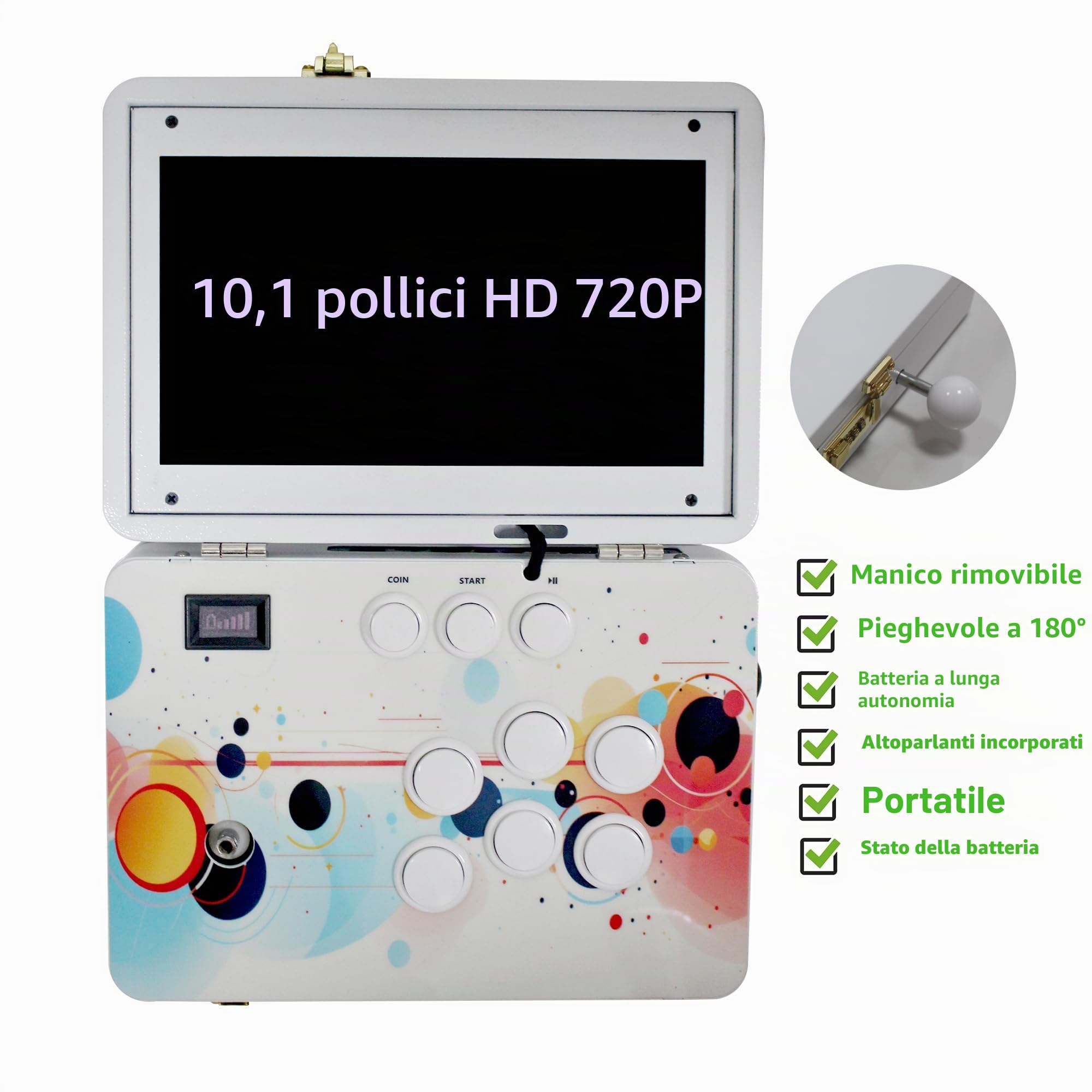 portatile 9800 in 1 Console di Gioco Arcade 10.1 pollice Schermo HD Doppio Giocatori Box DX, Retro Videogiochi Macchina Ricerca/Nascondi/Pausa Giochi