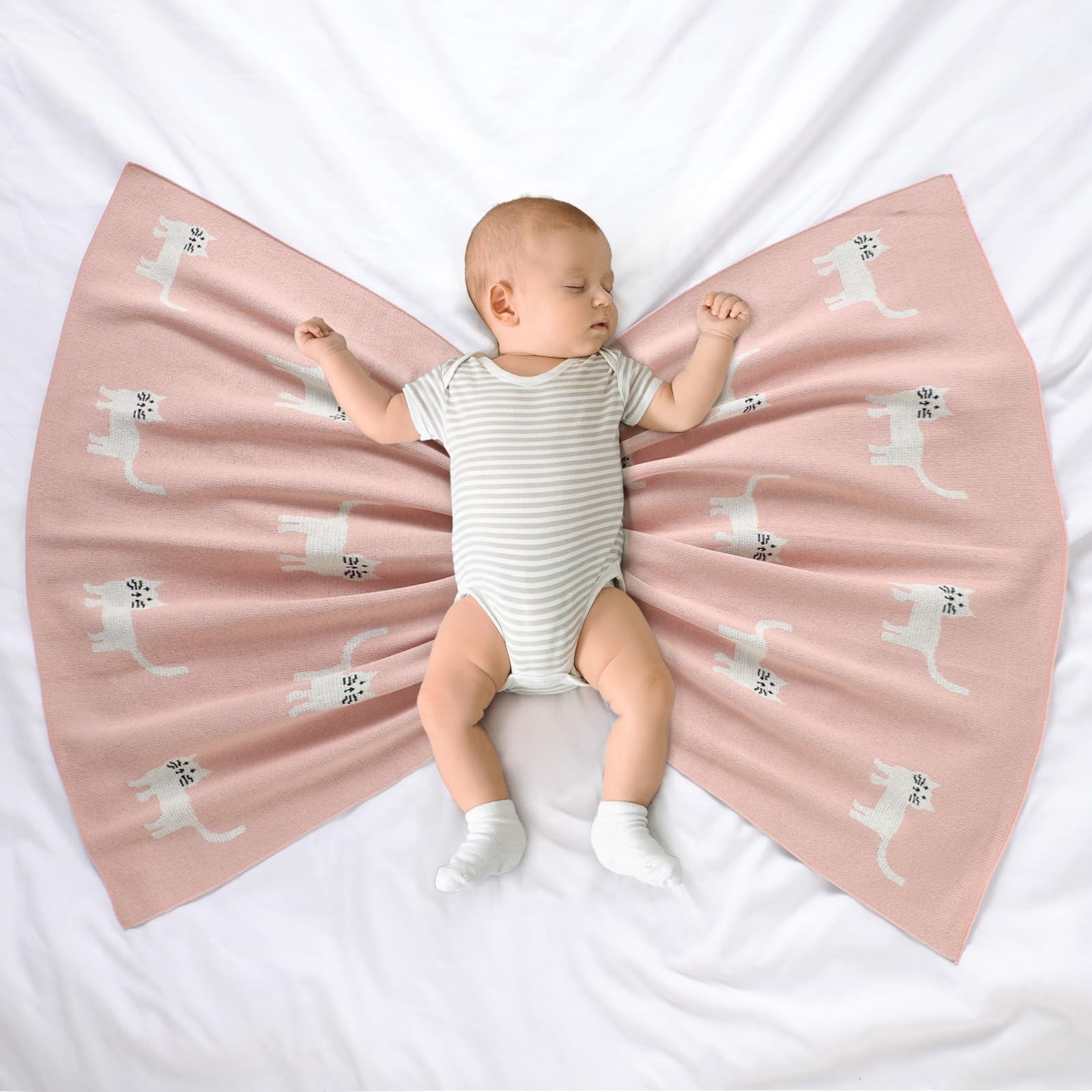 Hadetoto Baby Blanket for Newborn Soft Cozy Knitted Cotton Blankets Baby Essentials Gifts for Newborn Girl Boy 100 x 80cm - Image 3