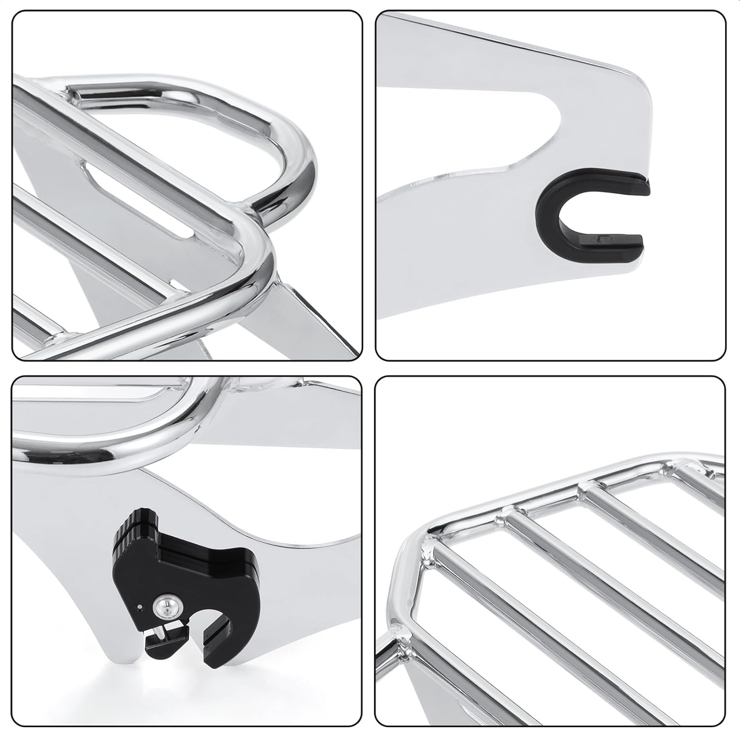 Detachable Luggage Rack Mounting Rack for Solid Steel, Quick Install and Remove for Harley Touring Street Electra Glide Road King 2009-2024 (Chromed)
