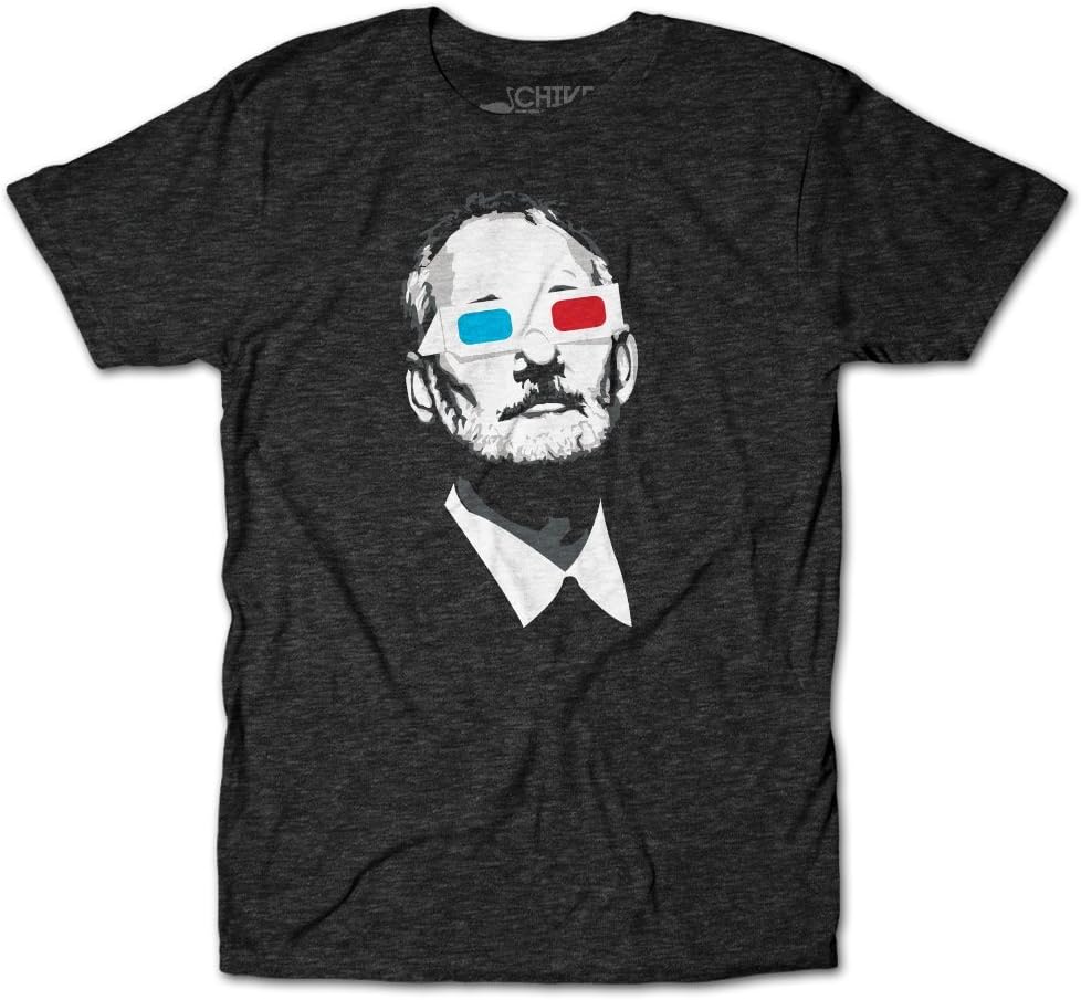 CHIVE TEES Mens Official Bill Murray 3D T-Shirt Tri-Charcoal (XL)