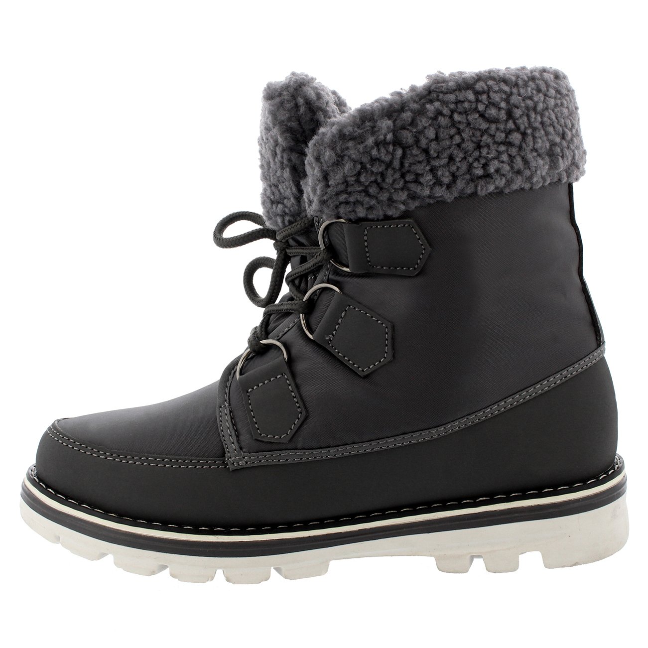 Polar Boot Womens Fleece Lined Snow Winter Waterproof Hiking Durable Ankle Boots - Grey Textile - UK7/EU40 - YC0496