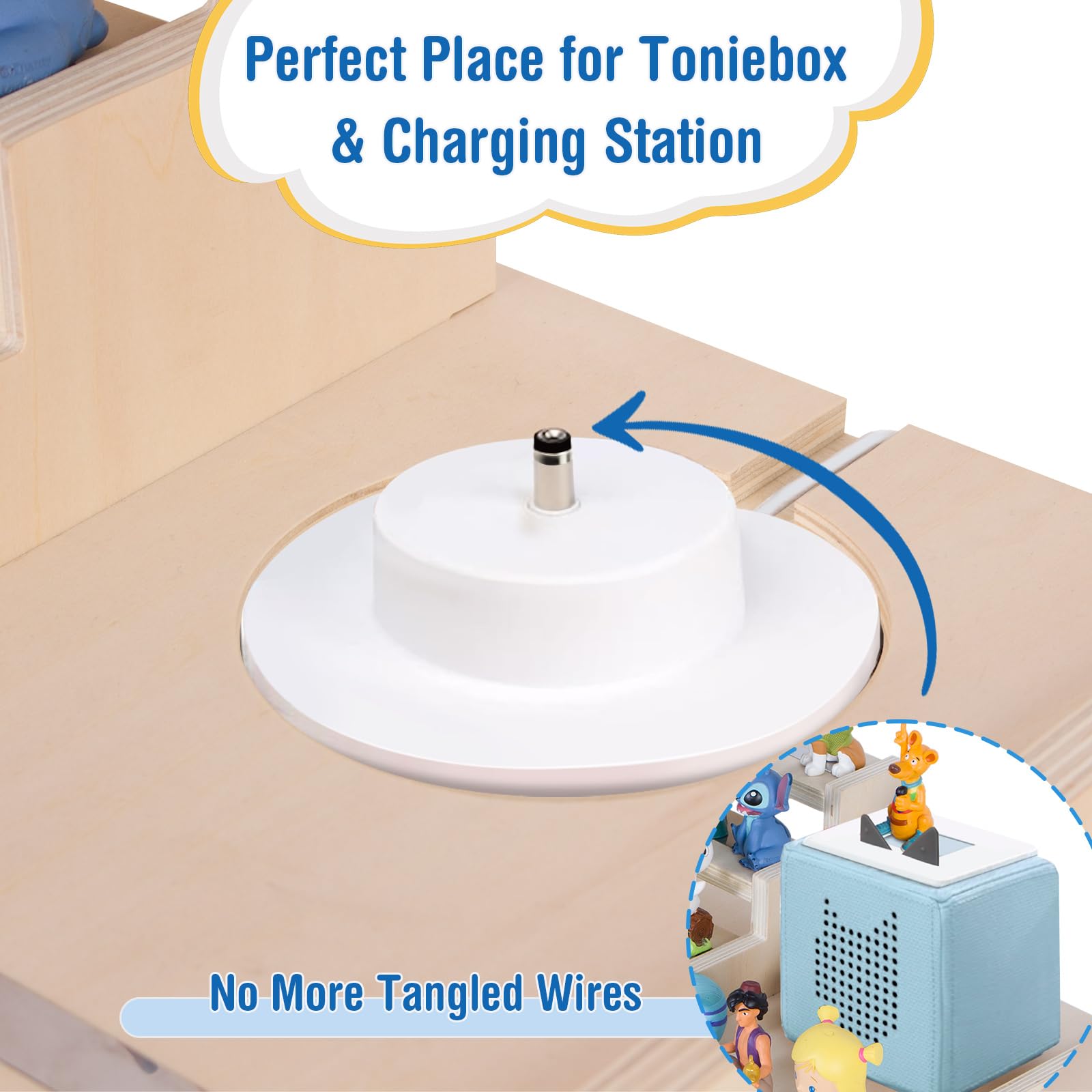 Todeco Étagère Magnétique à Poser pour Tonies,avec Plateau Rotatif Amovible | 20-25 Tonies, Compatible avec Toniebox et Station de Charge, Plateau Magnétique, Sans Montage, pour Chambre Enfant