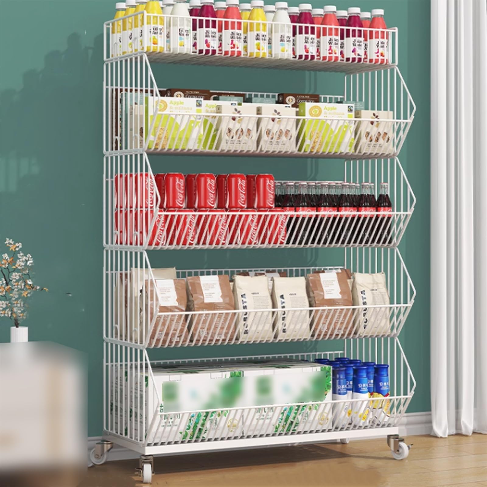 UWYTGF Snack Display for Counter,Supermarket Retail Kitchen Display Stand for Sweets Potato Chip Drinks Grocery,Fruit Vegetable Storage Rack,H140Cm/55In,L120Cm(47.2In)