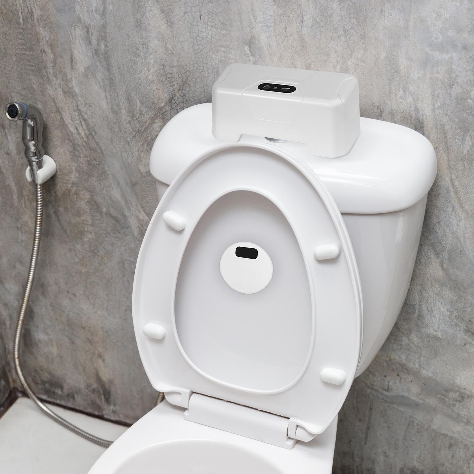 Kit de chasse d'eau automatique sans contact infrarouge avec détecteur de mouvement intelligent avec batterie de 1800 mAh, fixation automatique externe pour salles de bains modernes | Mise à niveau de