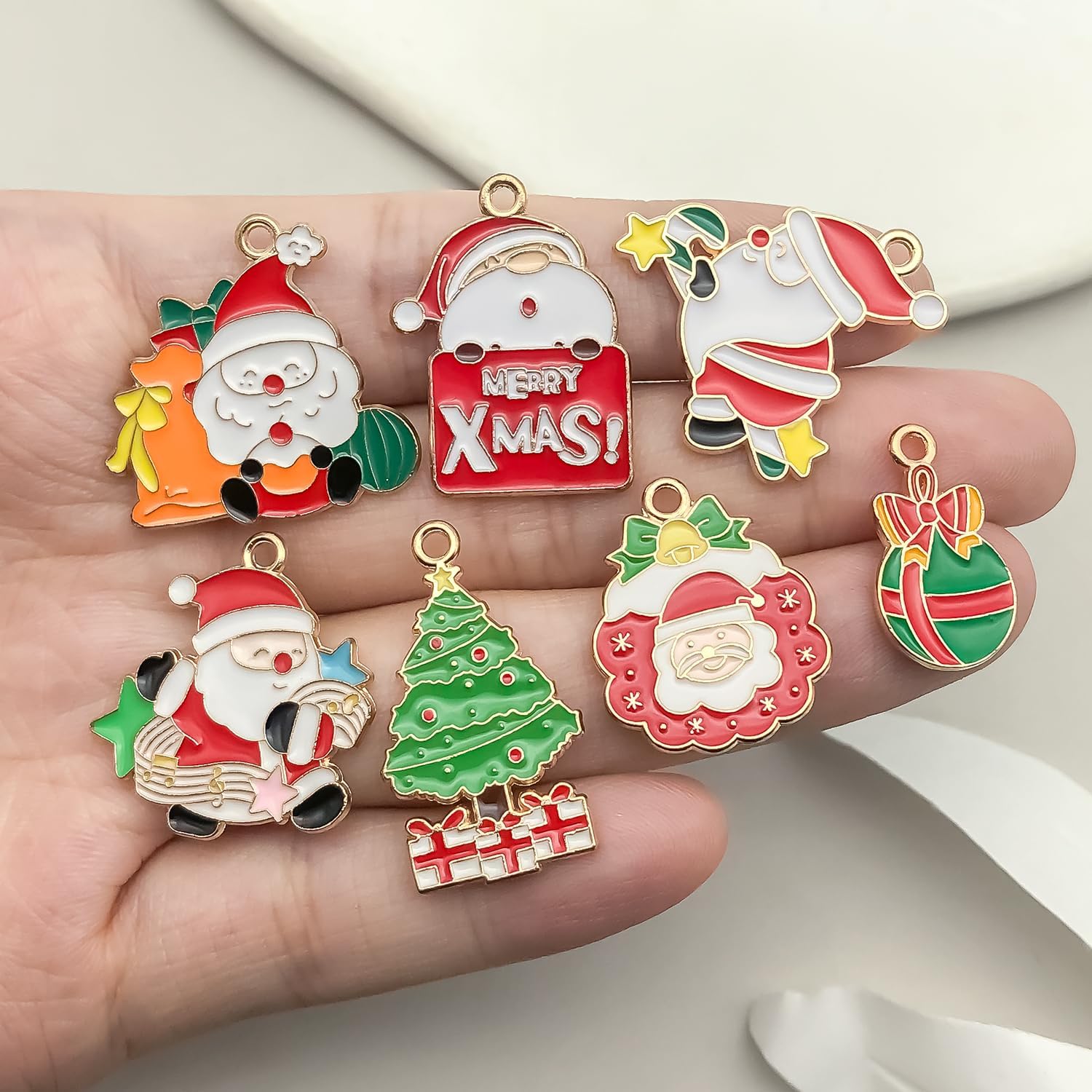 WOCRAFT 50pcs Enamel Bracelet Christmas Charms for Jewelry Making Crafts DIY Necklace Bracelet Keychain Crafting Charms Kit (SN936) - Image 5