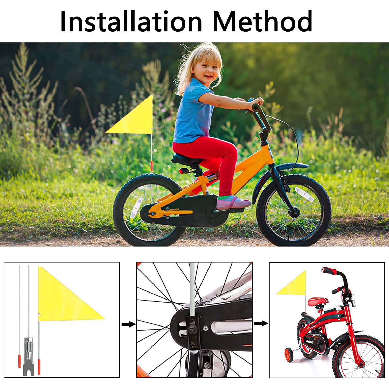 Bandiere Di Sicurezza Per Biciclette Bambini - Kit Da 3 Pezzi - Foto 4
