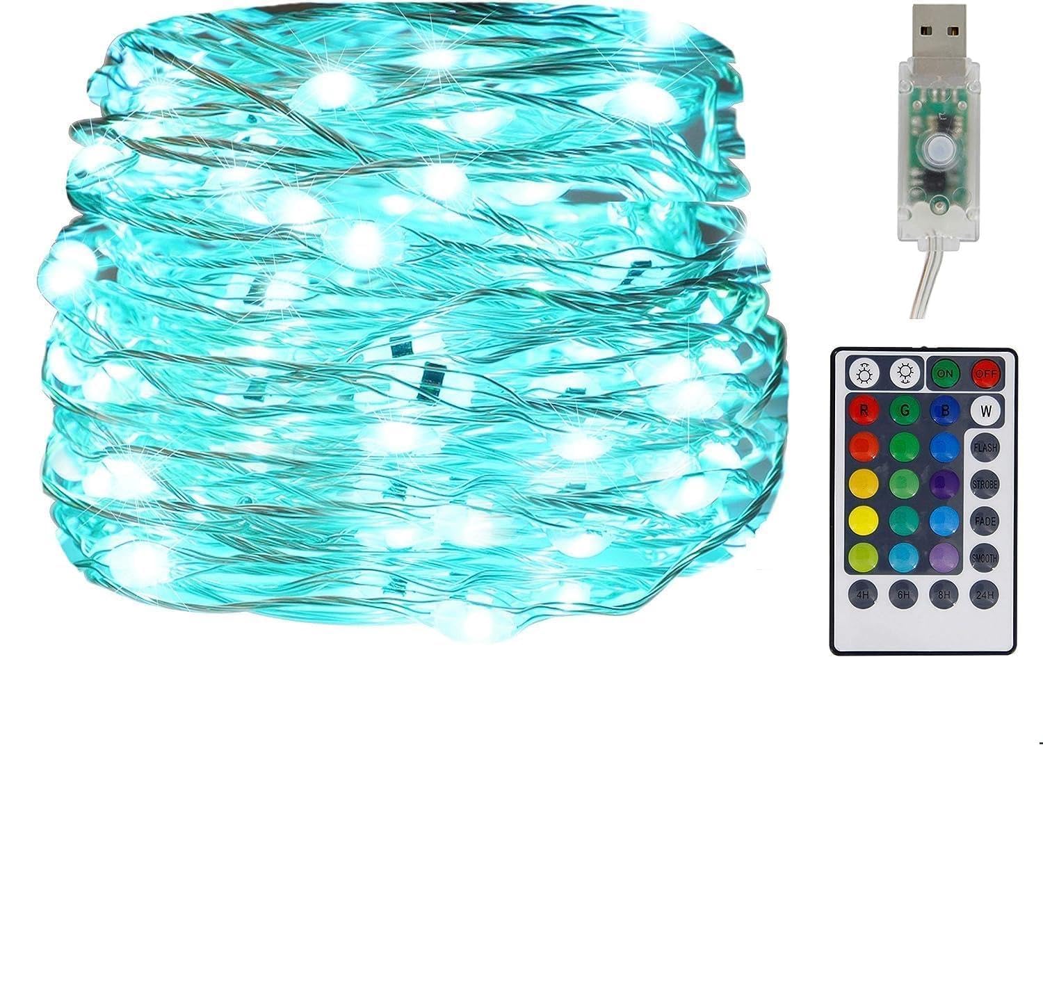 Twinkle Star USB Fairy String Lights with Remote Control, 10m 100 LED 16 Colors Changing RGB Plug in Wire Lights with 4 Lighting Modes for Bedroom Halloween Christmas Lights Decoration, Multi Coloured