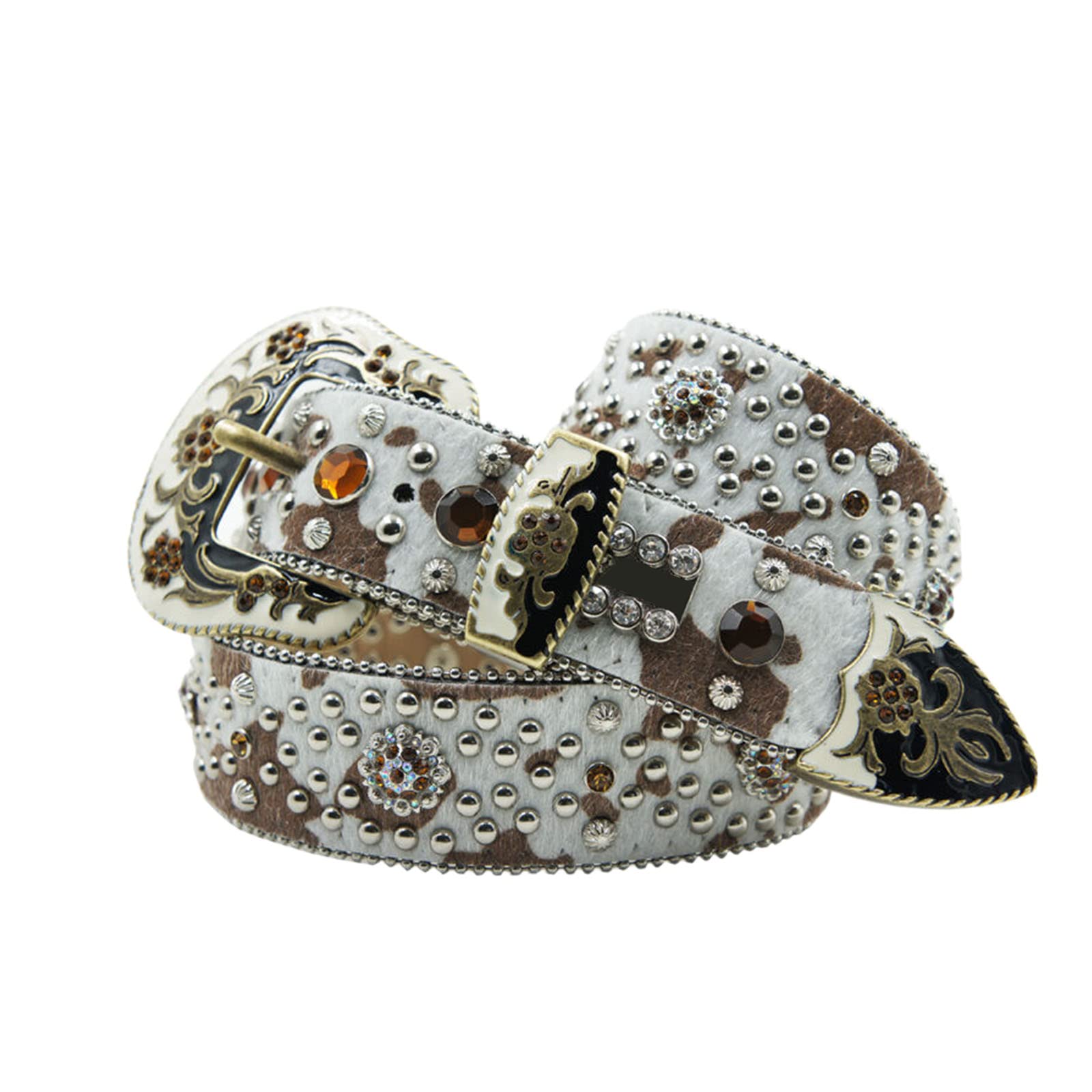 Ceinture en cuir véritable de qualité supérieure avec strass chics - 8