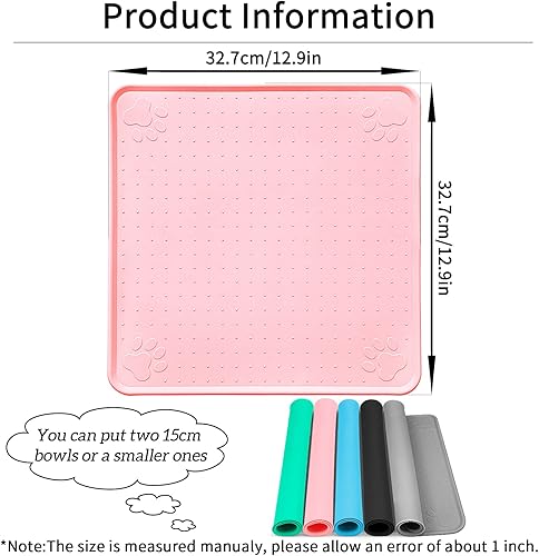 Miniatura 2 de Ptlom Mantel individual para mascotas, para perros y gatos, impermeable, antideslizante, evita el desbordamiento de alimentos y agua, tapete de