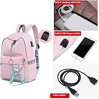 Vista 6 de Mochila escolar para adolescentes con puerto de carga USB de 16 pulgadas, mochila de viaje para computadora portátil, Negro-zapato encaje-usb