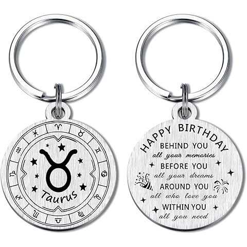 Alotozo Zodiac Keychain - 12 Constellations Birthday Gifts for Men Women - Virgo Libra Scorpio Sagittarius Bday Keyring