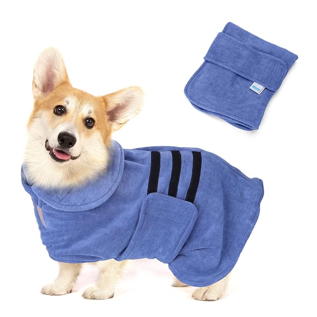 Nobleza - Albornoz para Perro de Microfibra con Velcro, súper Absorbente y de Secado rápido, Albornoz…