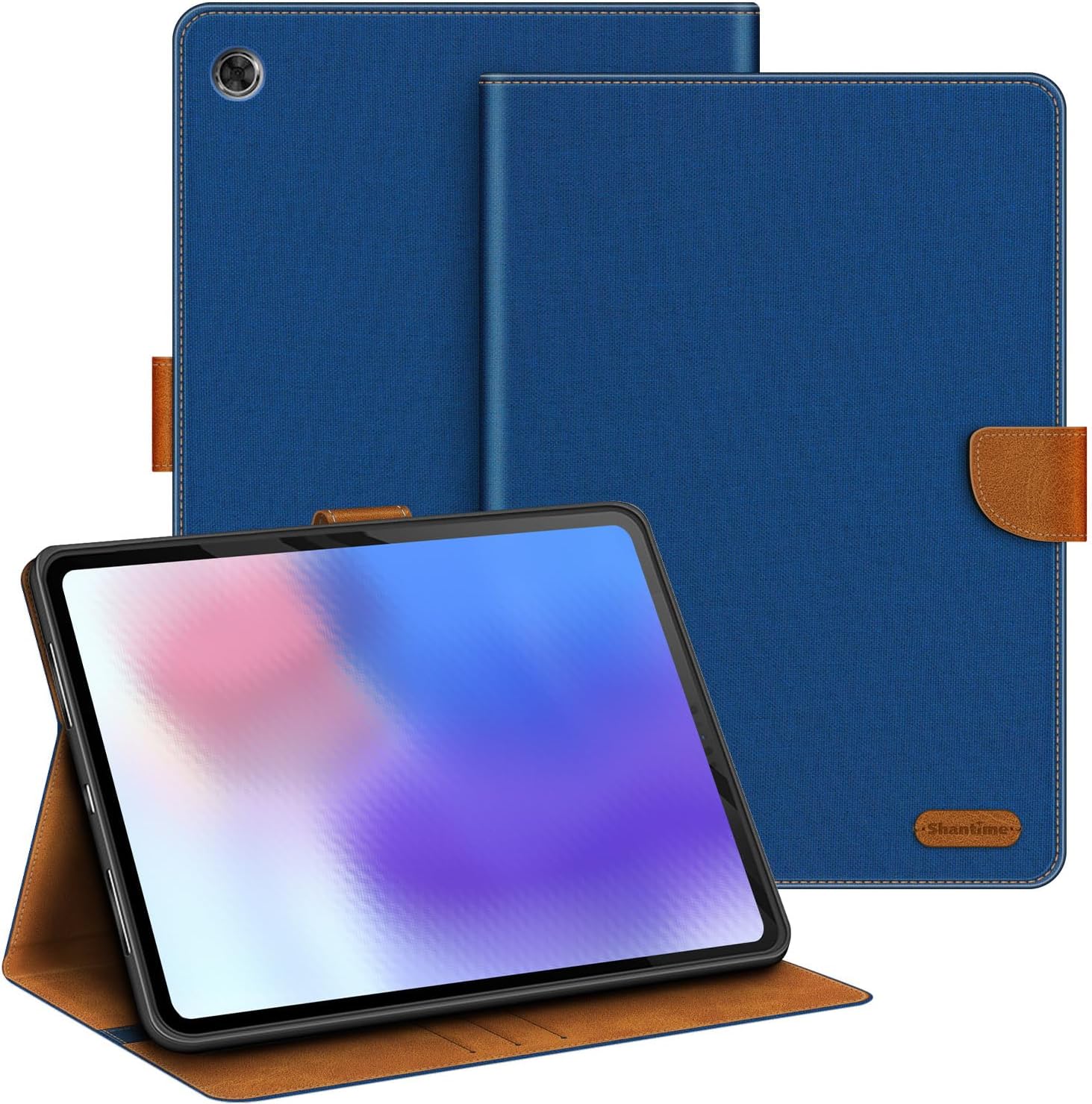 Leather Case Compatible with Lenovo Tab M10 FHD Plus 2nd Gen 10.3 2020 Protective Cover with Inner TPU Silicone Shell, Built-in Stand and Rugged Drop-Proof(Blue)