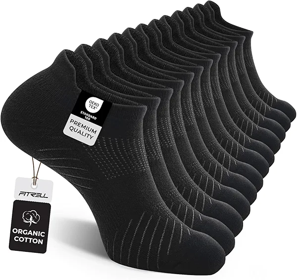 FITRELL 6 Pack Men's Athletic Running Ankle Socks Low Cut Cushioned Wicking Anti-Blister Breathable Sport Socks