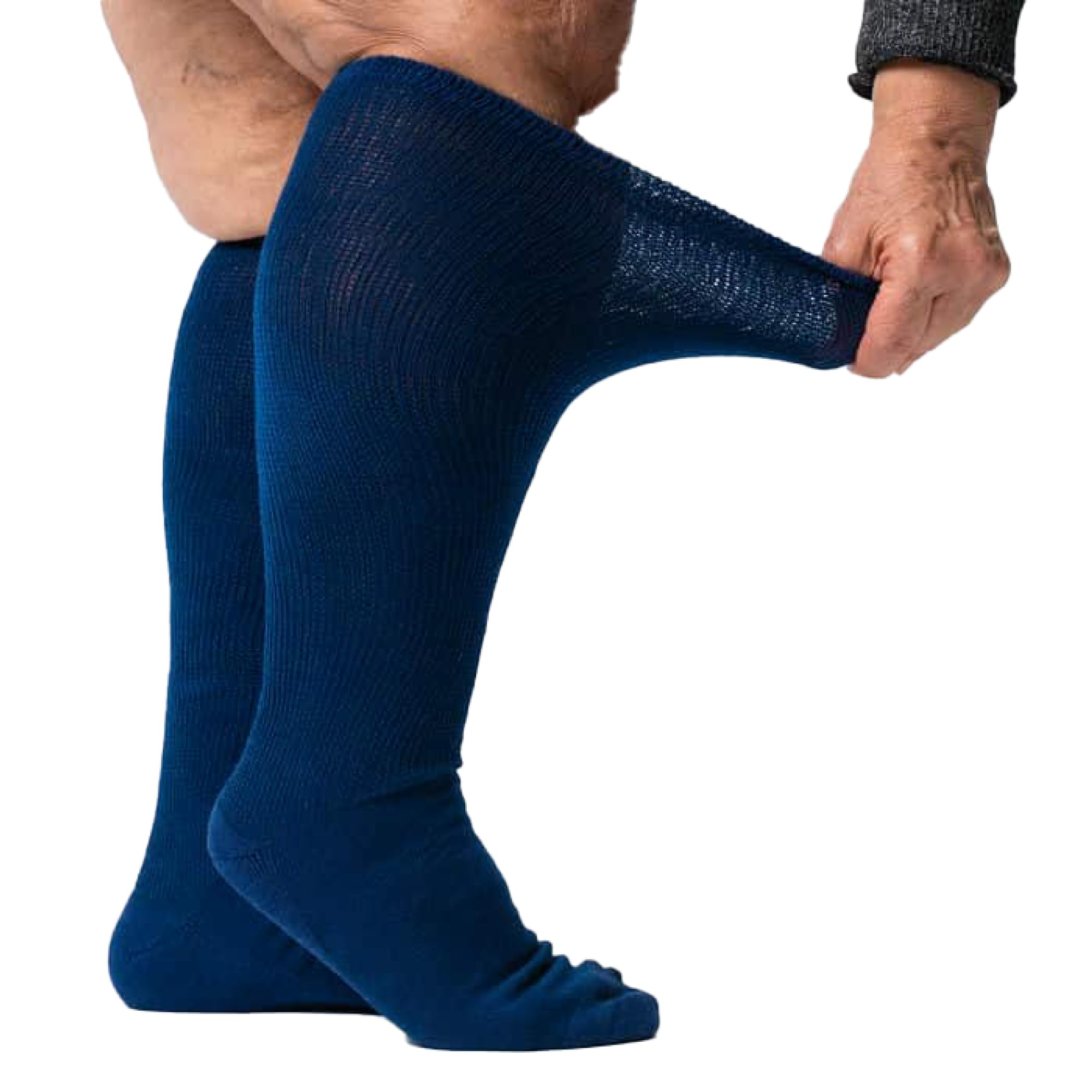 Viasox EasyStretch Diabetic Socks for Men & Women, Non Binding Top, Seamless Toe, Loose Fit (Navy Blue, X-Large)