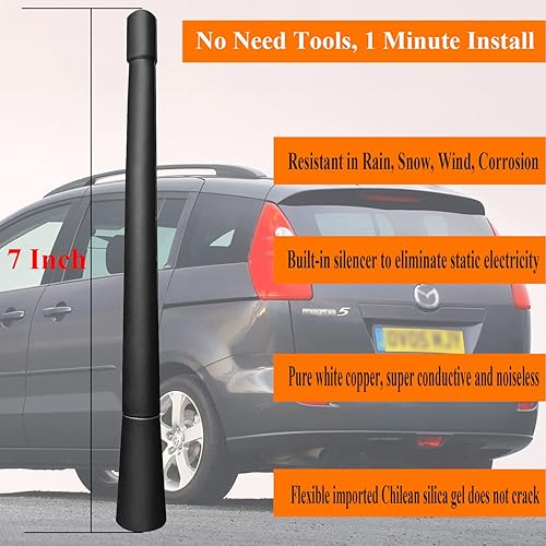 Miniatura 2 de Antena de repuesto de 7 pulgadas para Mazda 5 (1999-2015), antena Mazda 5, mástil de antena de goma flexible