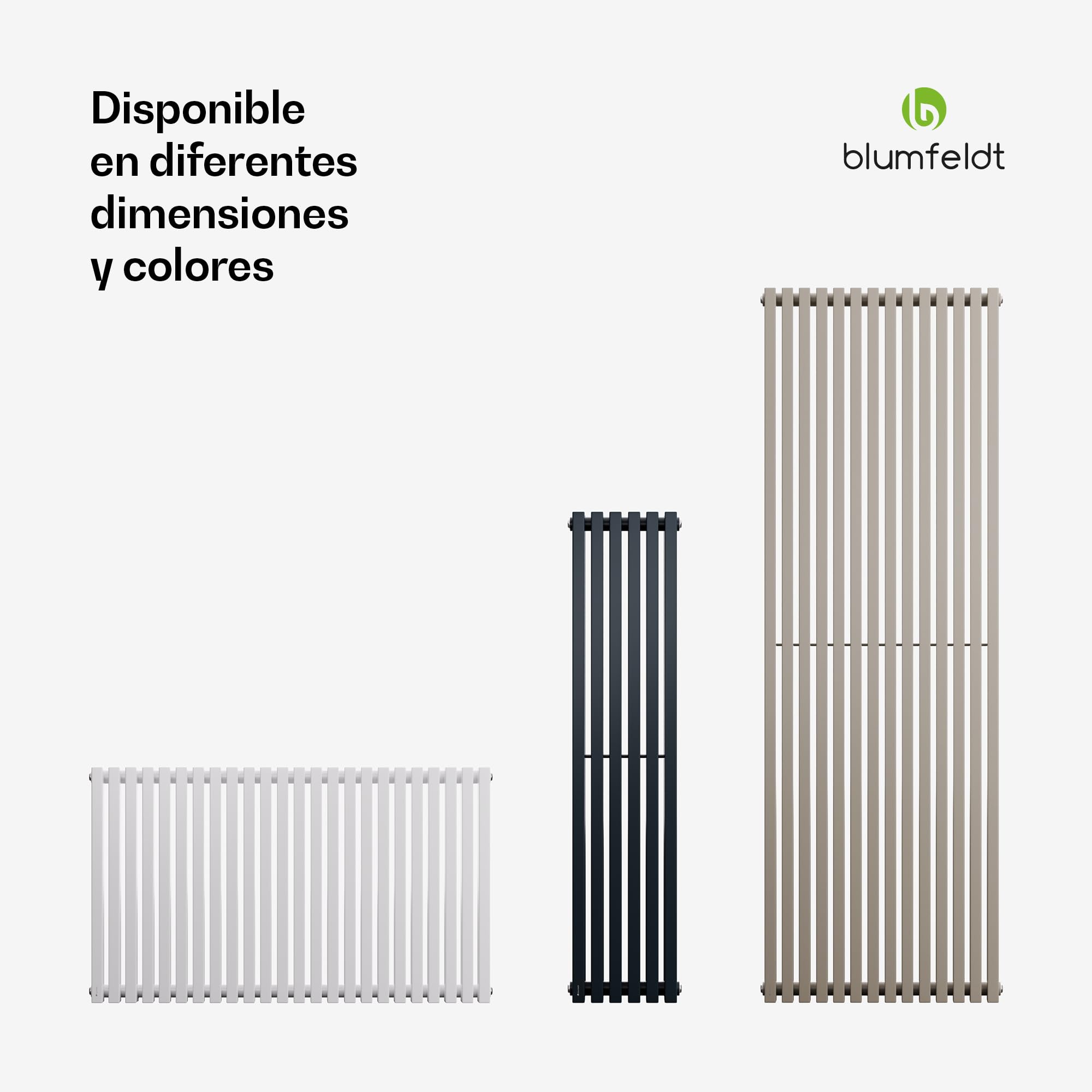 blumfeldt Radiador - 637W Radiador de Pared con Conexión Central, Diseño Moderno de Acero, Calefactor para Baños, Salones y Oficinas, 25 x 120 cm, Color Arena