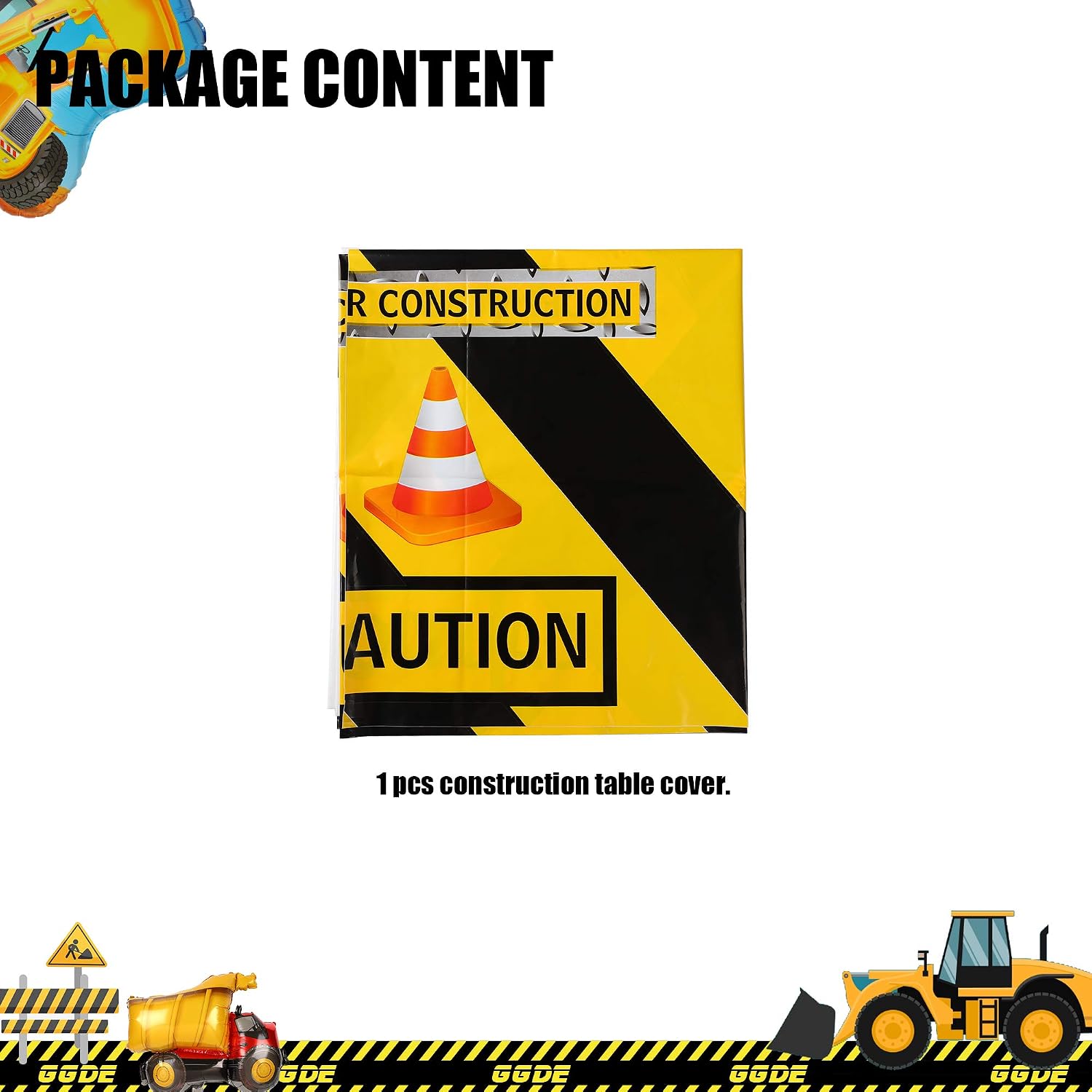 1 Pcs Construction Tablecloth Boys Birthday Dump Truck Theme Plastic Table Cover Party Decorations Supplies Yellow