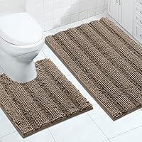 Vista 55 de Turquoize Alfombras de Baño Chenille Peludas Alfombra de Baño Antideslizante Gruesas Alfombras de Baño Peludas para Baño Chenille Juego de Alfombra