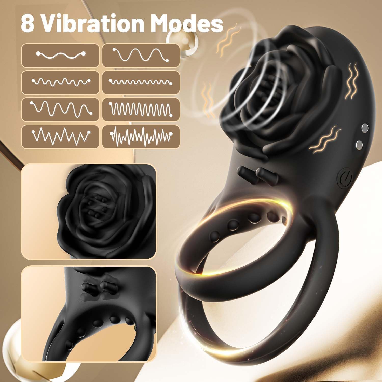 Aņīlló Ṽïbràdrädőr para el Pënẹ Mando Hombre y Mujer Masajeador Clítờríș Rętǎrdø Eręcciøn Cọck rīng Pẹnịs Silicona Anīlló Ṽïbràdrädőr para Parejas Silęnciøso con Control Remoto con 8 Modos-aa231
