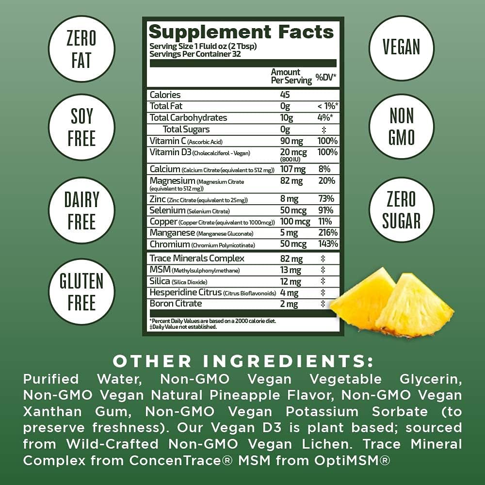 Liquid Multimineral Natural Sleep Aid by MaryRuth's, Sleep Drink Vegan Vitamins, Magnesium, Calcium, Antioxidants & MSM, NO Melatonin, Sugar or Fat, Non-GMO, 1 Month Supply, Pineapple : Health & Household